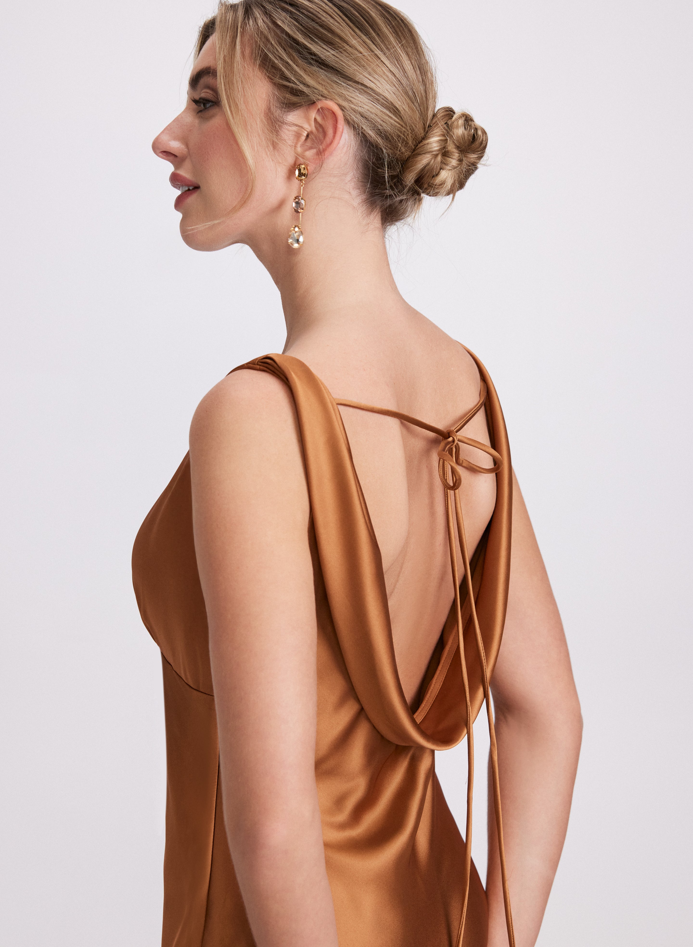 Elegant Cowl Back Satin Evening Dress for Women - Perfect for Cocktail Parties, Date Nights & Formal Events