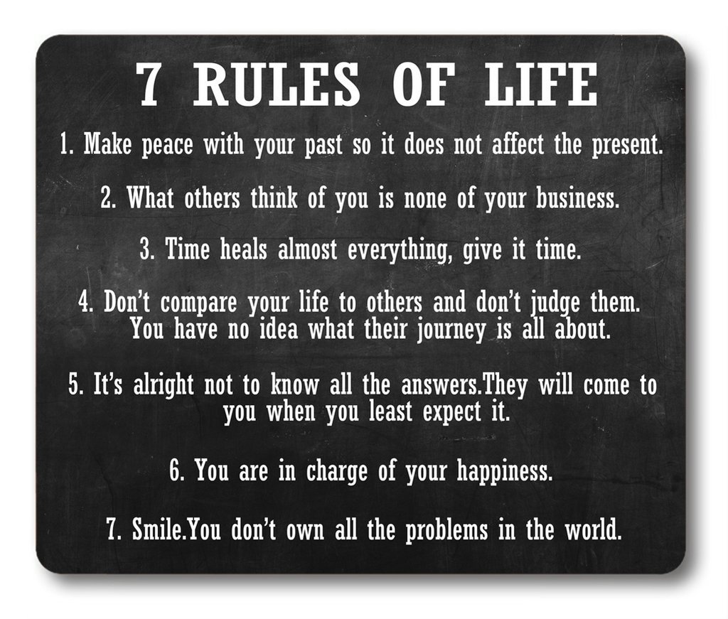 Custom Smooffly Gaming Mouse Pad with 7 Rules of Life Motivational Design - Non-Slip Surface for PC, Laptop & Office Use - Perfect for Gamers & Workstations