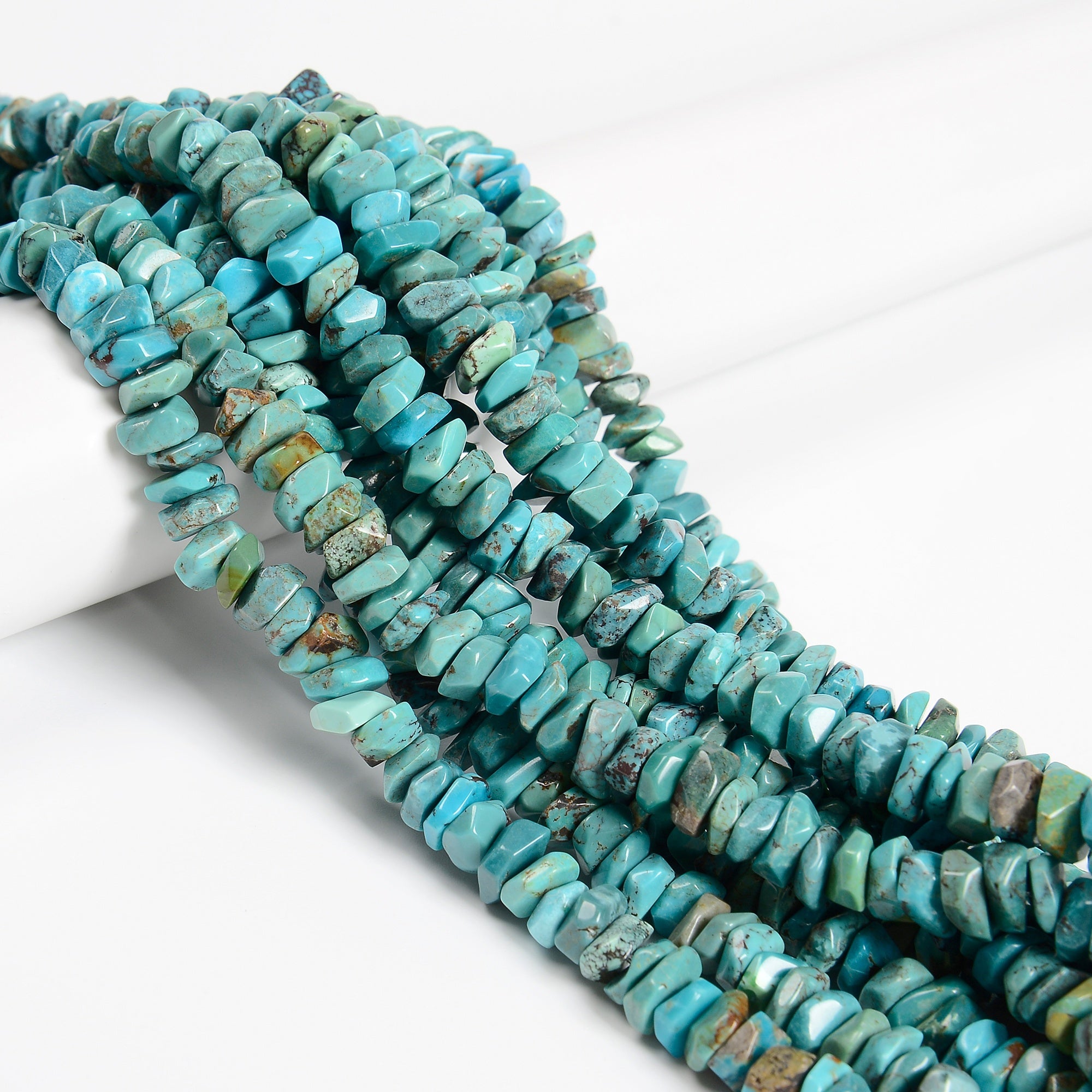 Genuine Blue Turquoise Faceted Nugget Disc Beads - 3-5mm x 8-10mm - 15.5 Inch Strand - Natural Stone Jewelry Making Supplies for Necklaces, Bracelets & DIY Crafts