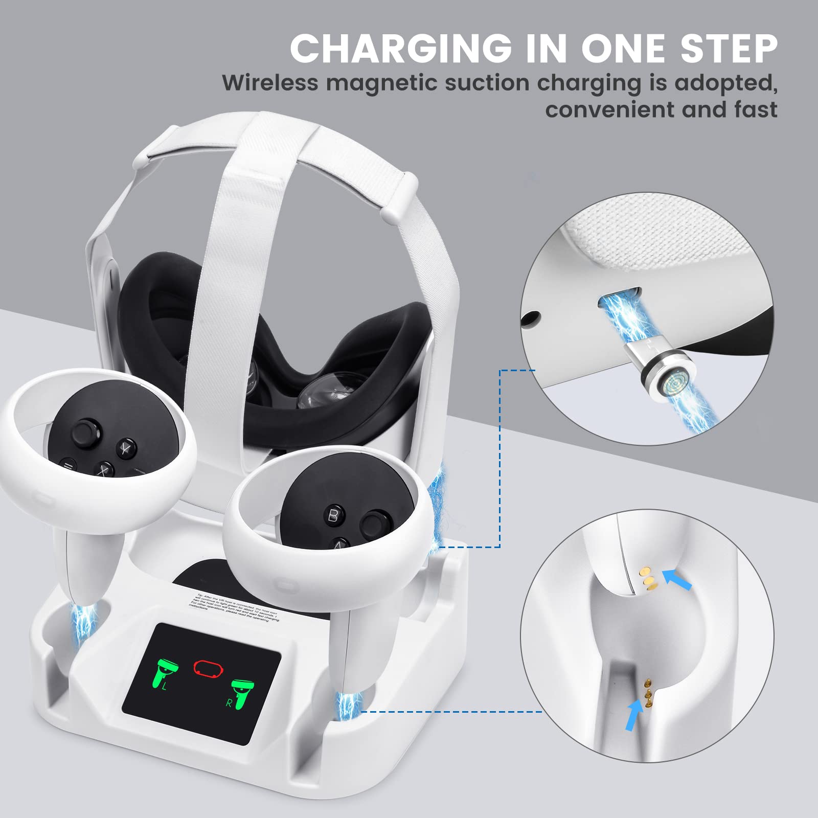Meta Quest 2 Charging Dock with 2 Rechargeable Batteries - VR Headset & Controller Charging Station for Oculus Quest 2 (Not Compatible with Quest 3) | Includes USB-C Charger & Supports Elite Strap | Perfect for Gaming, VR Entertainment & Extended Play Sessions