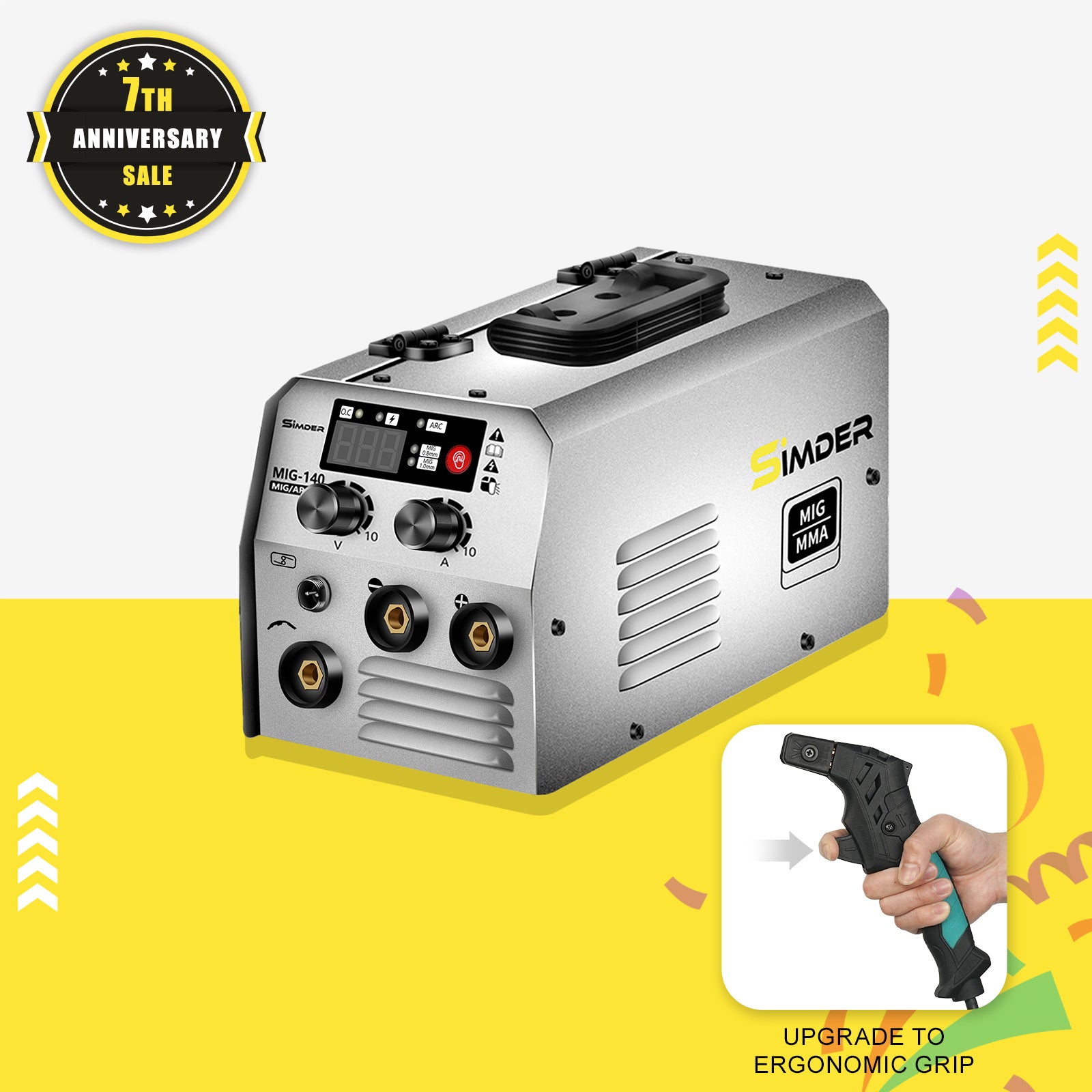 SSimder MIG 140S Gasless 2-in-1 MIG Welder Machine - 140 Amp Flux Core Wire Welder for Home DIY, Auto Repair & Metal Fabrication | Perfect for Beginners & Professionals