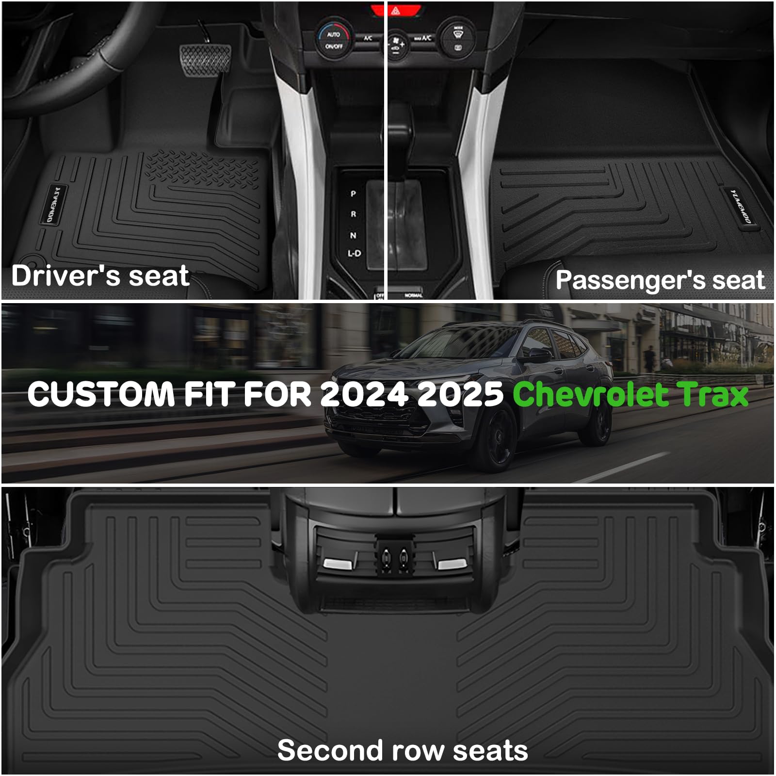 2024-2025 Chevrolet Trax All-Weather Floor Mats Set - Premium TPE Rubber Trunk Liner & Backrest Mat - Anti-Slip Car Accessories for Chevy Trax - Perfect for Road Trips, Camping & Daily Commute