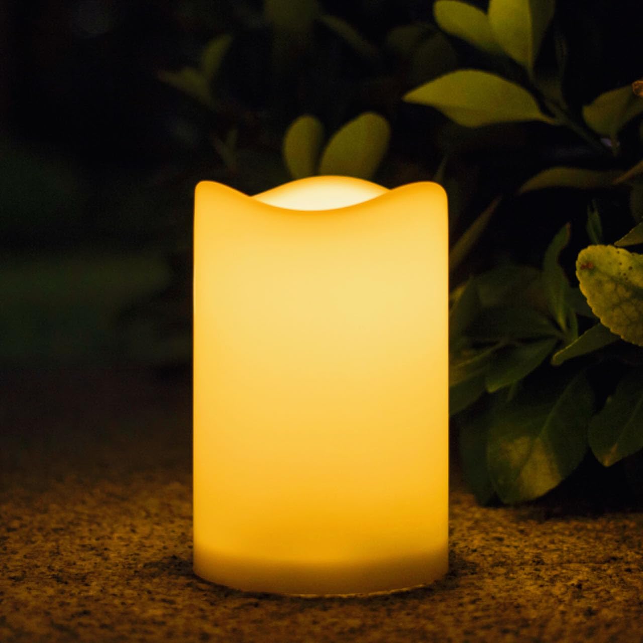 Solar Powered LED Flameless Candles - Waterproof Outdoor Decorative Pillar Candles with Dusk-to-Dawn Sensor (3