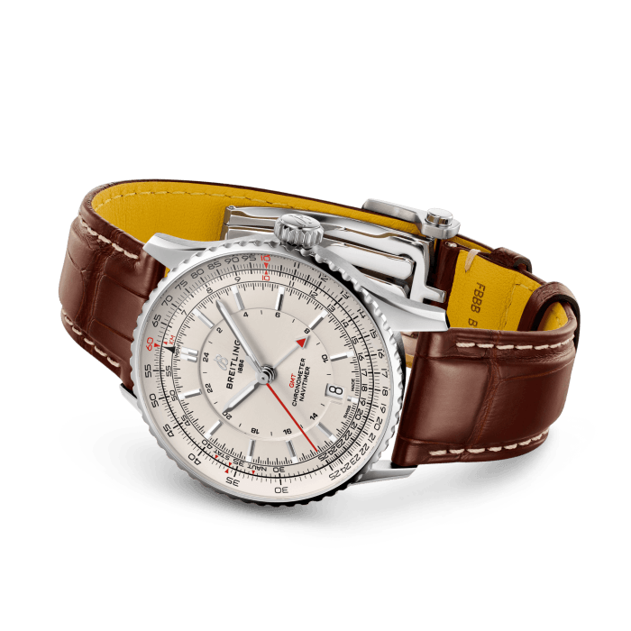 Breitling Navitimer Automatic 41 GMT Stainless Steel Men's Watch - Luxury Pilot Chronograph with Dual Time Zone for Business Travel & Aviation Enthusiasts