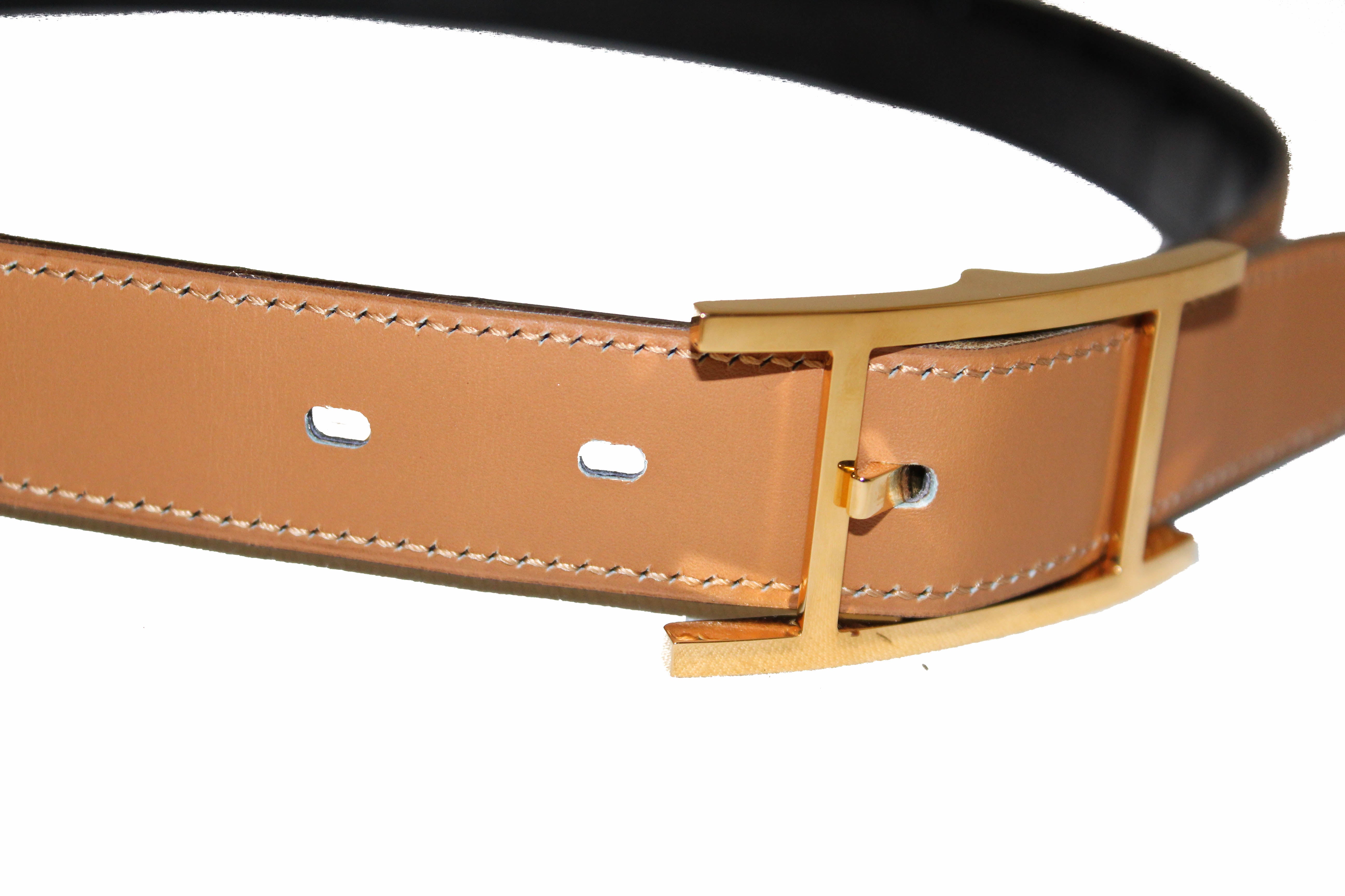 Authentic Hermes Reversible Belt - Black Crocodile Embossed & Brown Quentin Calfskin Leather | Luxury Dress Belt for Men | Perfect for Business, Formal Events & Special Occasions