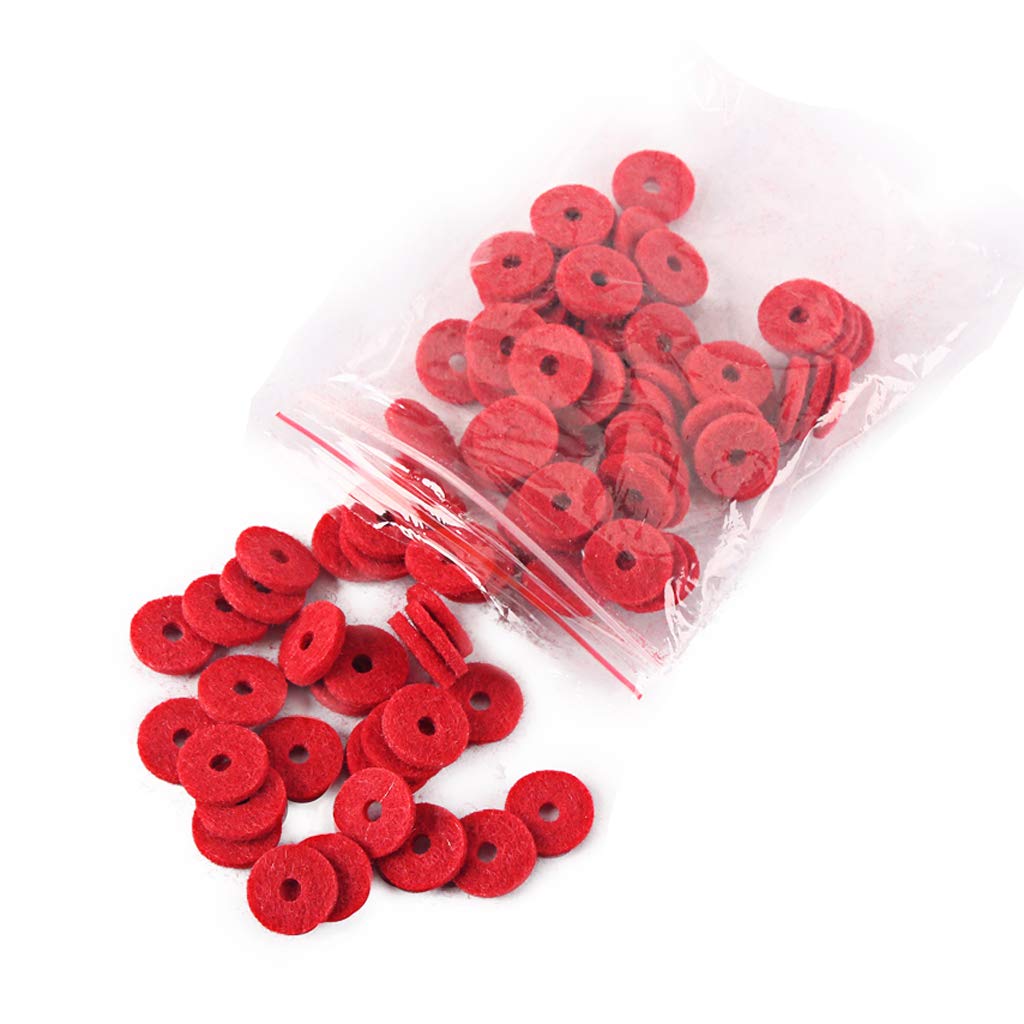 Alnicov 90PCS 12.5MM Piano Felt Punchings - Red Keyboard Balance Washers & Front Rail Regulating Repair Parts for Piano Maintenance & DIY Keyboard Projects