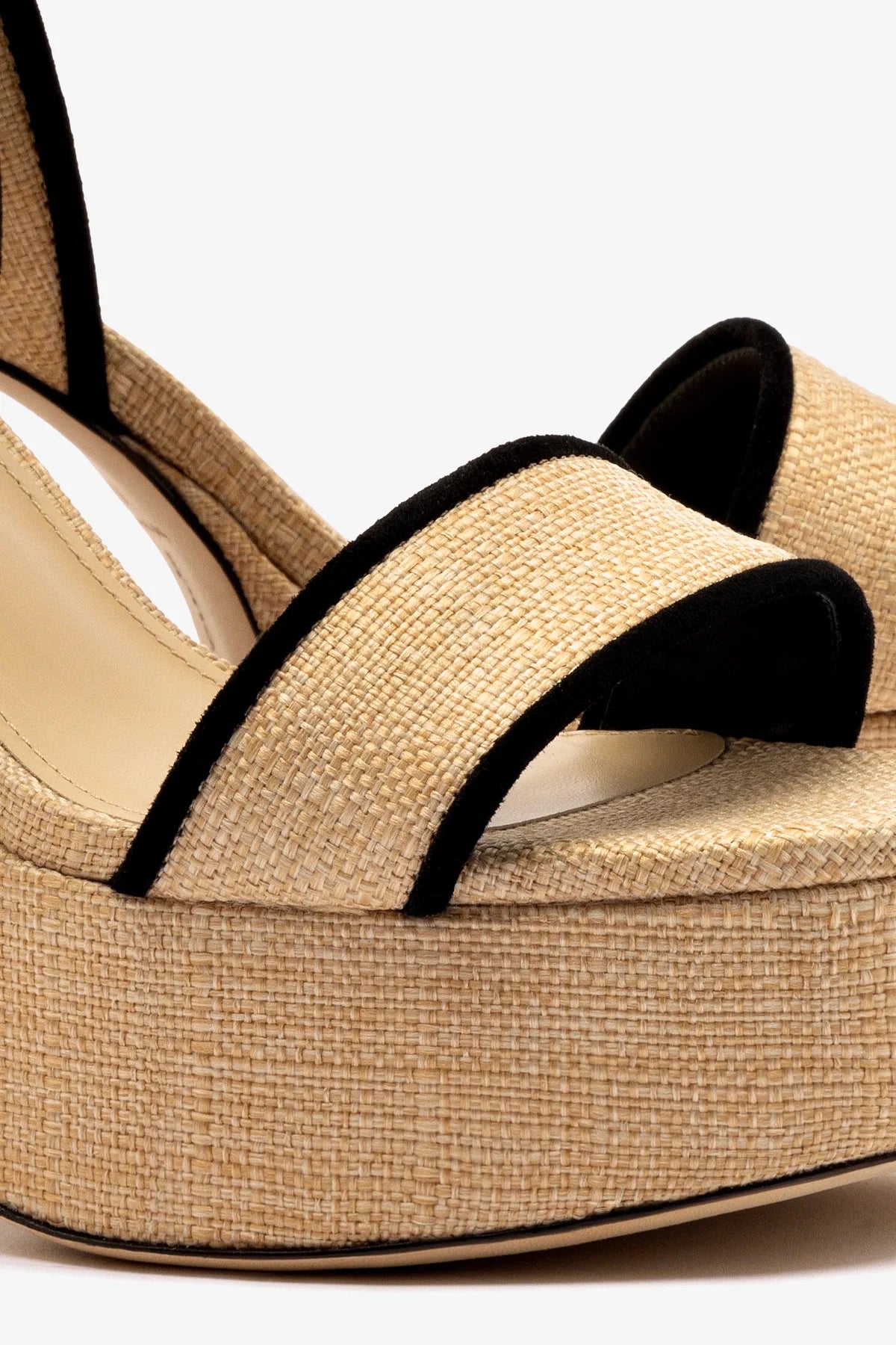 Beige Raffia Dolly Sandal with Black Trimming - Women's Summer Casual Shoes for Beach, Vacation, and Everyday Wear