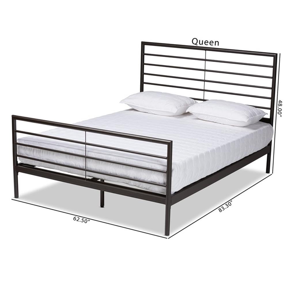 Industrial Black Metal Full Size Platform Bed Frame - Modern Minimalist Studio Alva Design for Bedroom, Guest Room & Dormitory
