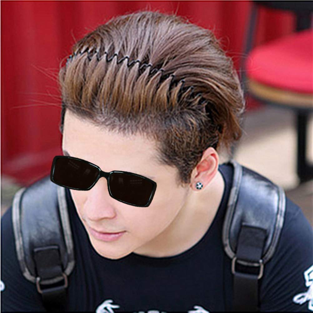 Premium Unisex Metal Hair Bands - Black Wavy Spring Sports Headbands for Men & Women | Non-Slip Elastic Wide Headwear | Perfect for Running, Yoga, Gym & Outdoor Activities (2-Pack)