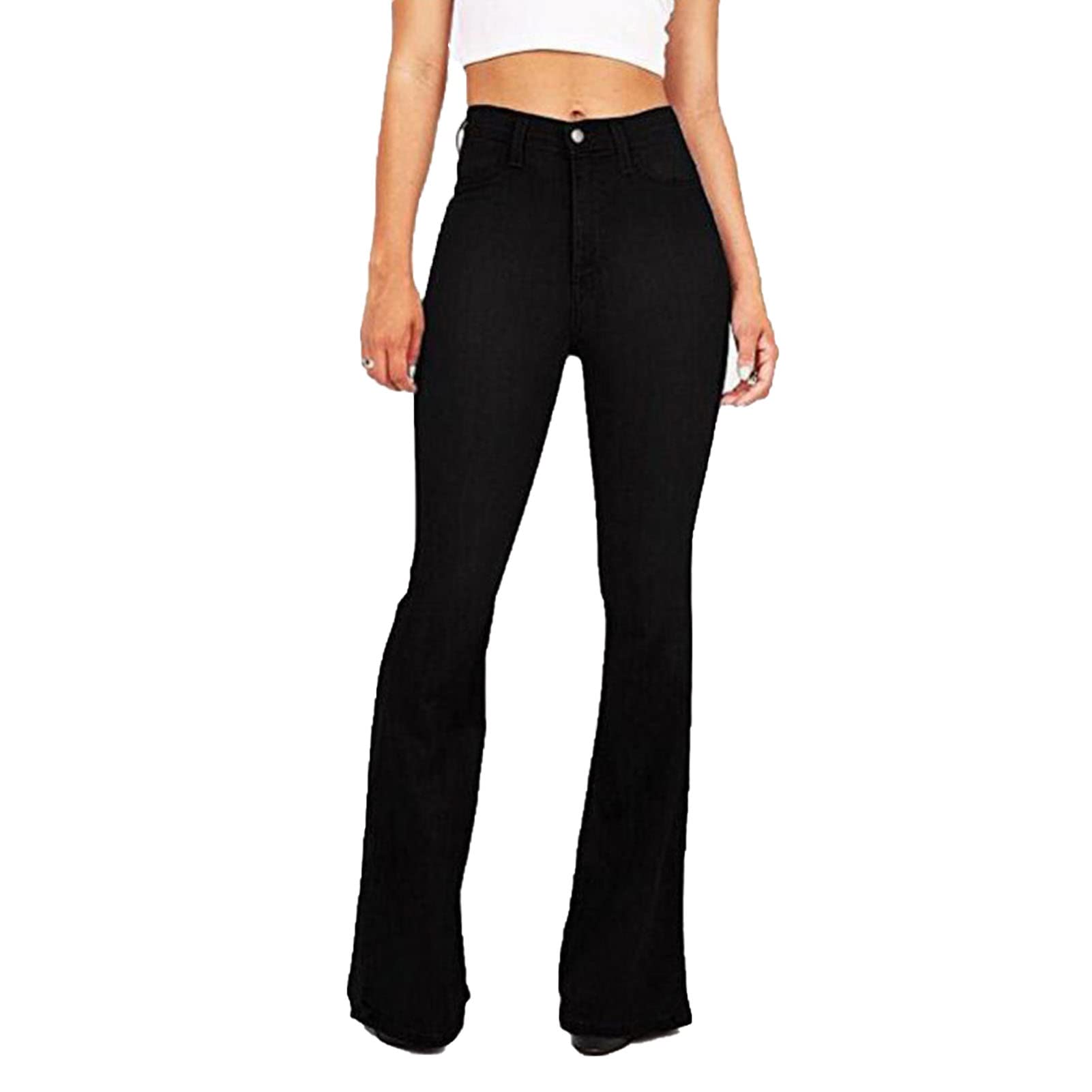 Vintage High Waisted Flare Jeans for Women - Comfy Stretch Bell Bottoms for Casual Outfits