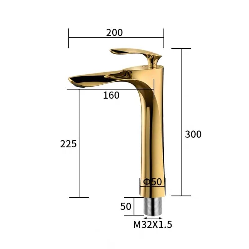 Brass Waterfall Bathroom Sink Faucet - Single Handle Mixer Tap for Bathroom & Living Room (Gold)