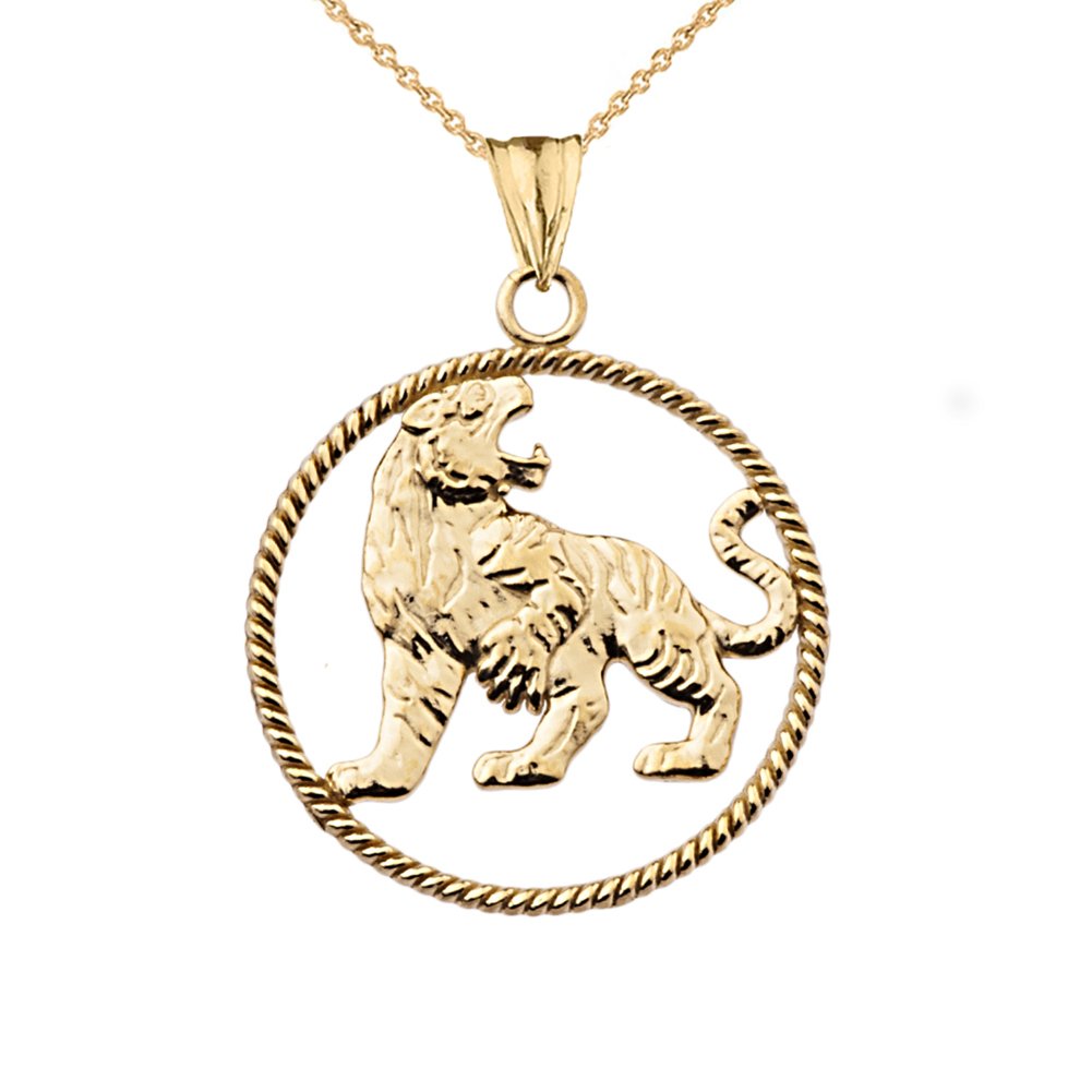 10K Yellow Gold Roaring Lion Charm Pendant Necklace - Animal Kingdom Jewelry for Women, Men - Perfect for Gifts, Parties, and Everyday Wear
