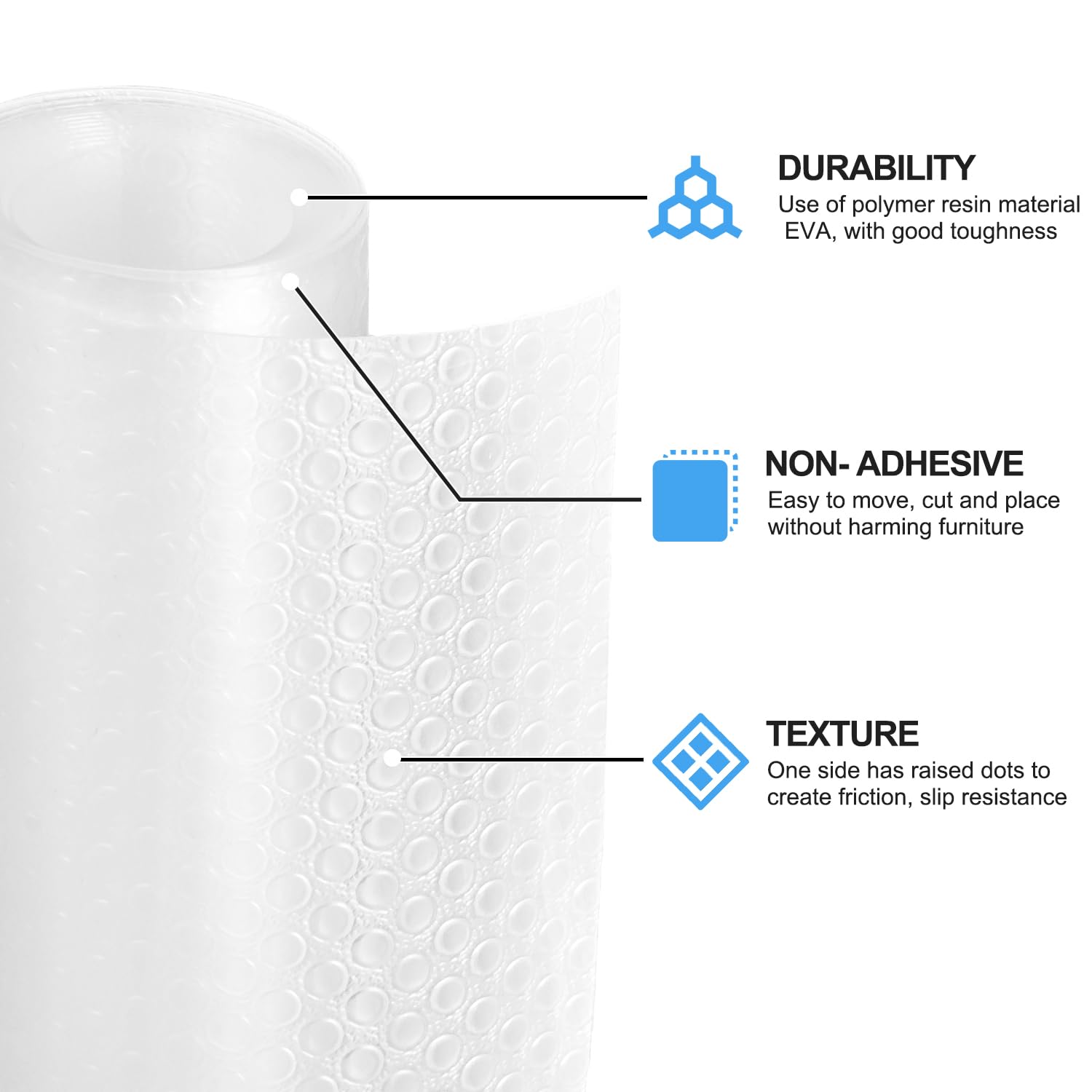 Bloss Clear Non-Adhesive Drawer & Shelf Liners - Waterproof Kitchen Cabinet Liner 12