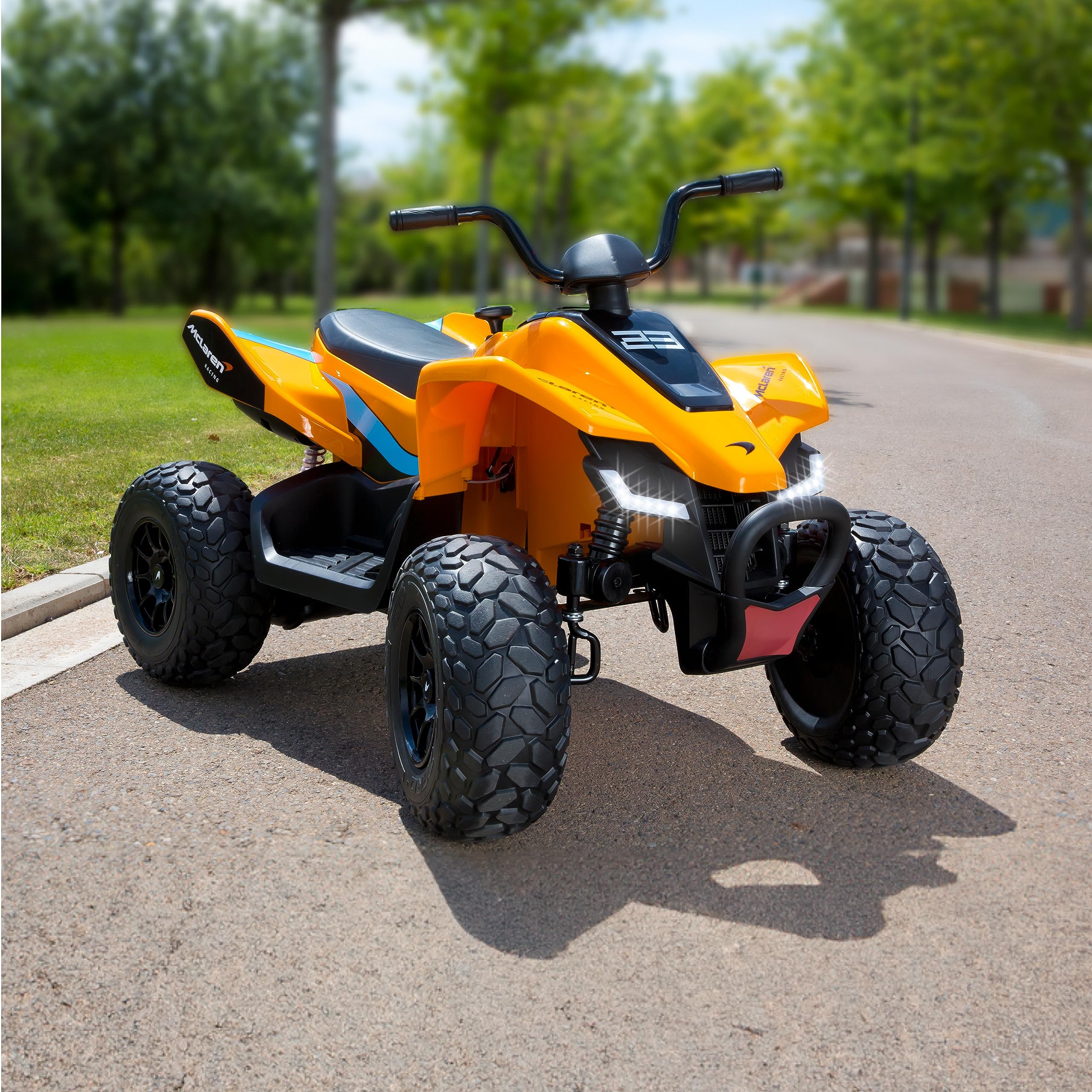 FEBER - 12V Battery-Powered McLaren MCL 35 Quad Ride-On Car with LED Lights, Original Model, 3-6 km/h Speed, Stable & Safe for Boys & Girls Ages 3+ - Perfect for Outdoor Play, Birthday Gifts & Family Fun (FEN11000)