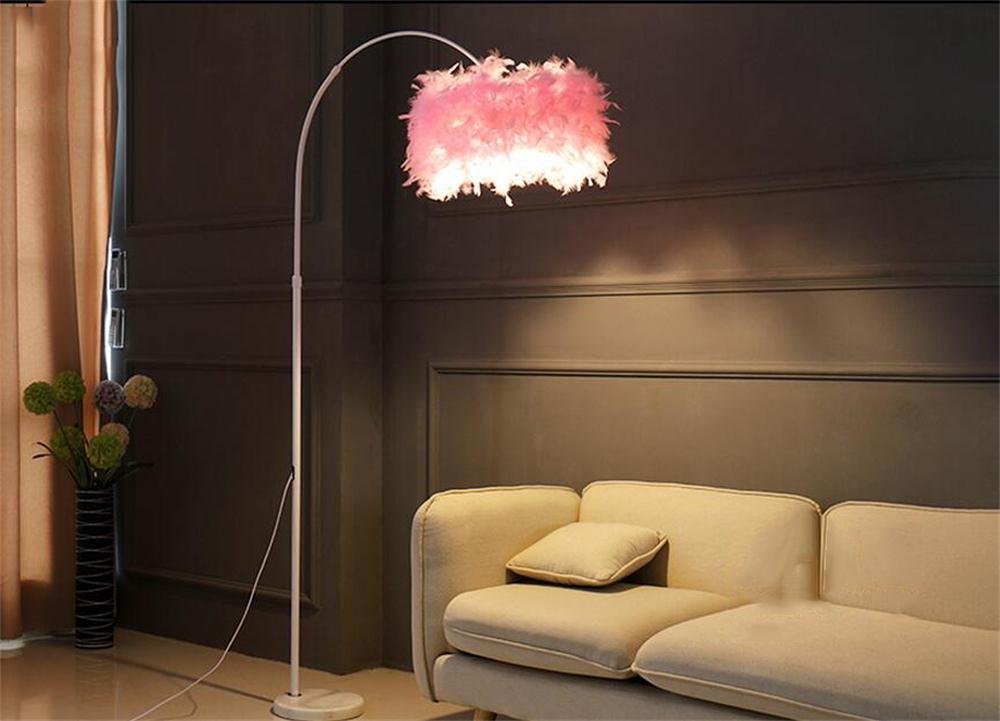 Nordic Creative LED Fabric Floor Lamp - Adjustable Feather Floor Light for Living Room, Study & Bedroom - Eye Protection Vertical Reading & Craft Lamp for Cozy Home Decor
