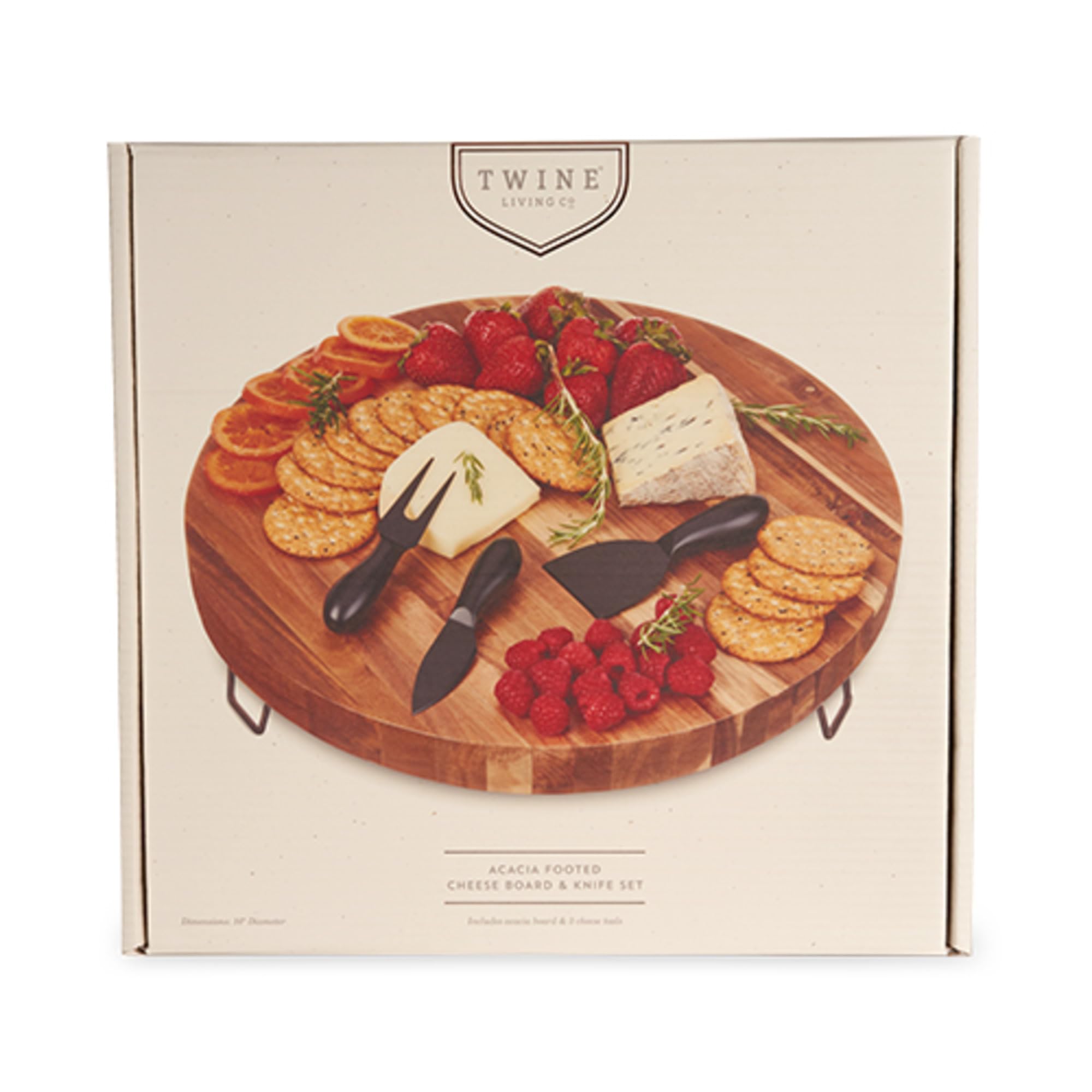Premium Acacia Wood Cheese Board and Knife Set - 16