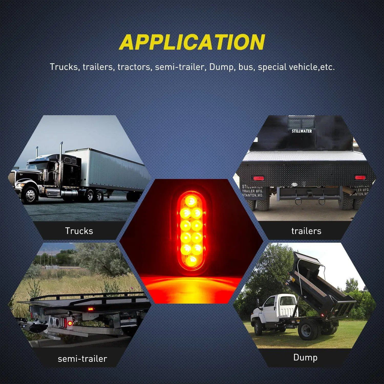 6 Inch Oval Red LED Trailer Tail Lights (2 Pairs) - Waterproof & Durable for Trucks, Trailers, RVs - Perfect for Night Driving & Safety Enhancement