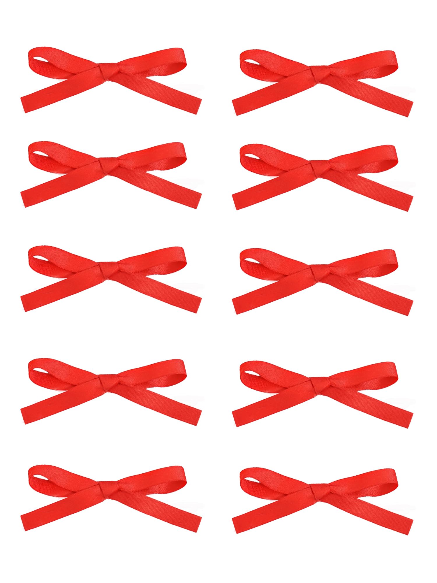 Ayesha Red Coquette Bows Clips - 10PCS Mini Hair Ribbons & Claw Clips for Women, Girls, Toddlers - Perfect for Thick or Fine Hair, School, Parties & Everyday Styling