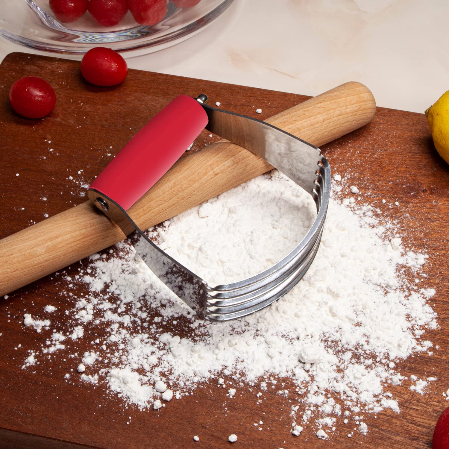 ALLTOP Stainless Steel Pastry Blender & Dough Cutter - Professional Baking Tool for Butter, Biscuits, Pie Crusts & Pastry Dough - Perfect for Kneading, Mixing & Creating Flakier Crusts - Ideal for Home Bakers & Professional Kitchens (1 Pack, Red)