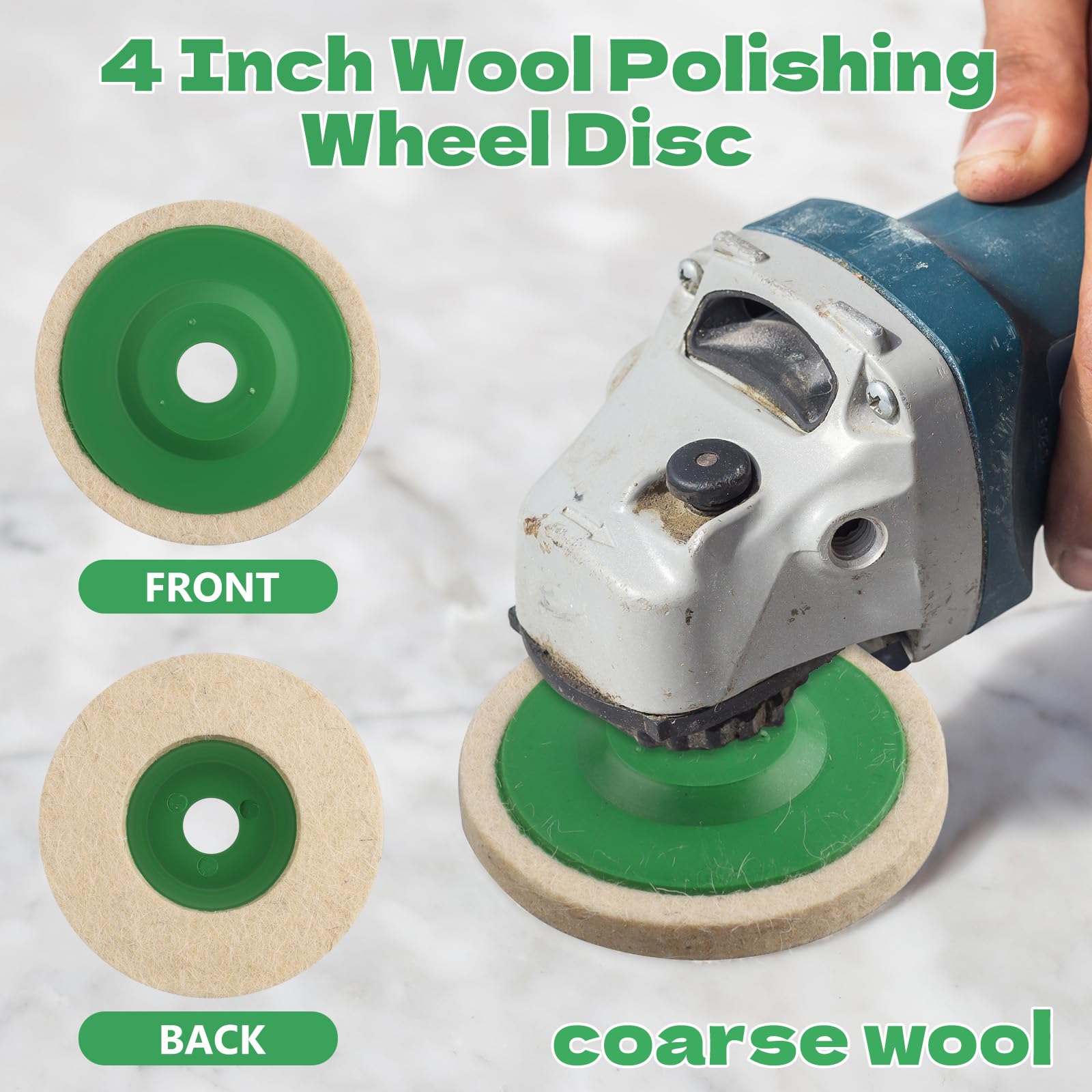 6 Pack 4.5 Inch Wool Felt Polishing Wheel Discs for Angle Grinder - Buffing & Polishing Pads for Metal, Jewelry, Woodworking - Perfect for DIY, Automotive, and Metal Fabrication Projects