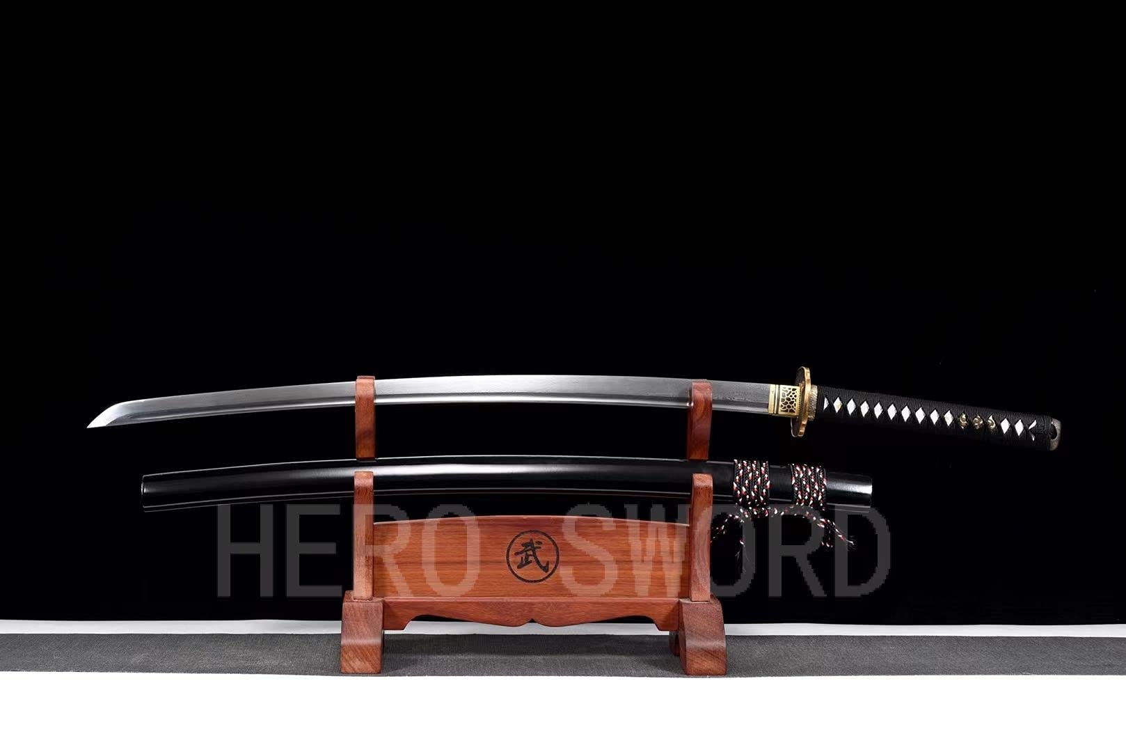 Handmade HERO SWORD Katana - Real Combat Sharp Samurai Sword | Japanese Battle Ready Weapon | Perfect for Martial Arts Training, Cosplay & Collectors