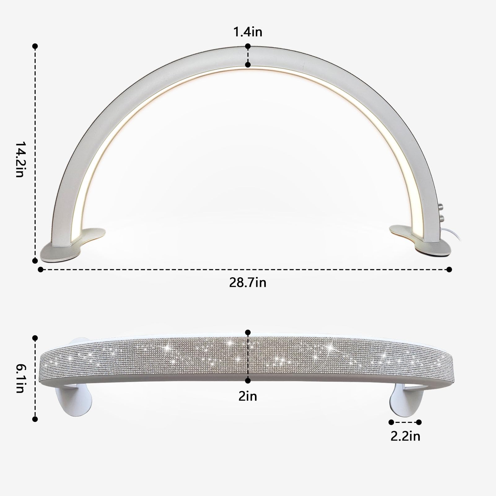 Half Moon LED Nail Desk Lamp - 29 Inch Adjustable Nail Tech Light with Stepless Dimming & 3 Color Temperatures - Arch Manicure Lighting for Salon, Home Nail Art Studio & Professional Nail Technicians