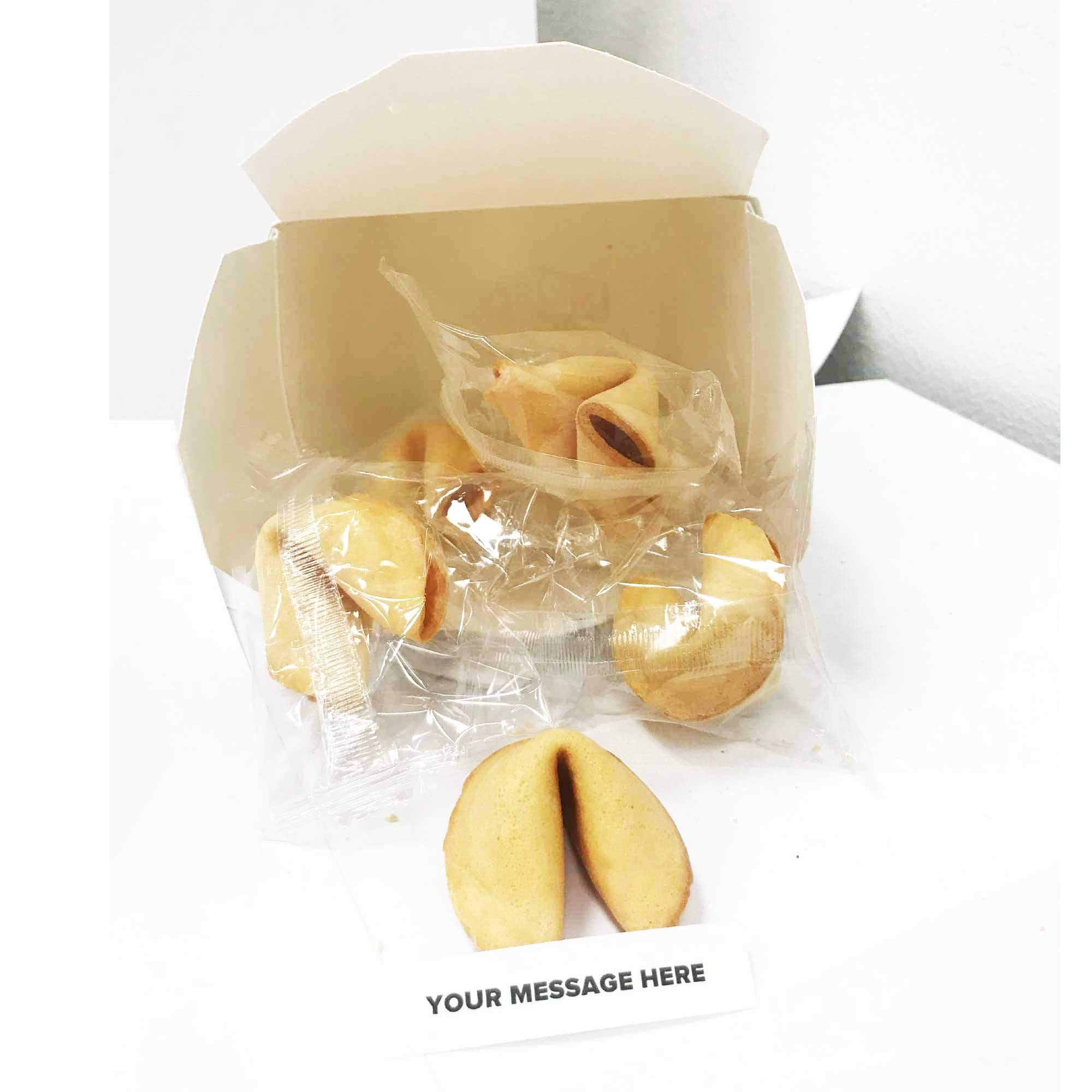 Vegan Fortune Cookies - 6 Pack Custom Messages | Personalized with Your Own Text | Individually Wrapped | Includes Takeout Box | Vegan & Cruelty-Free | Perfect for Parties, Weddings & Corporate Events