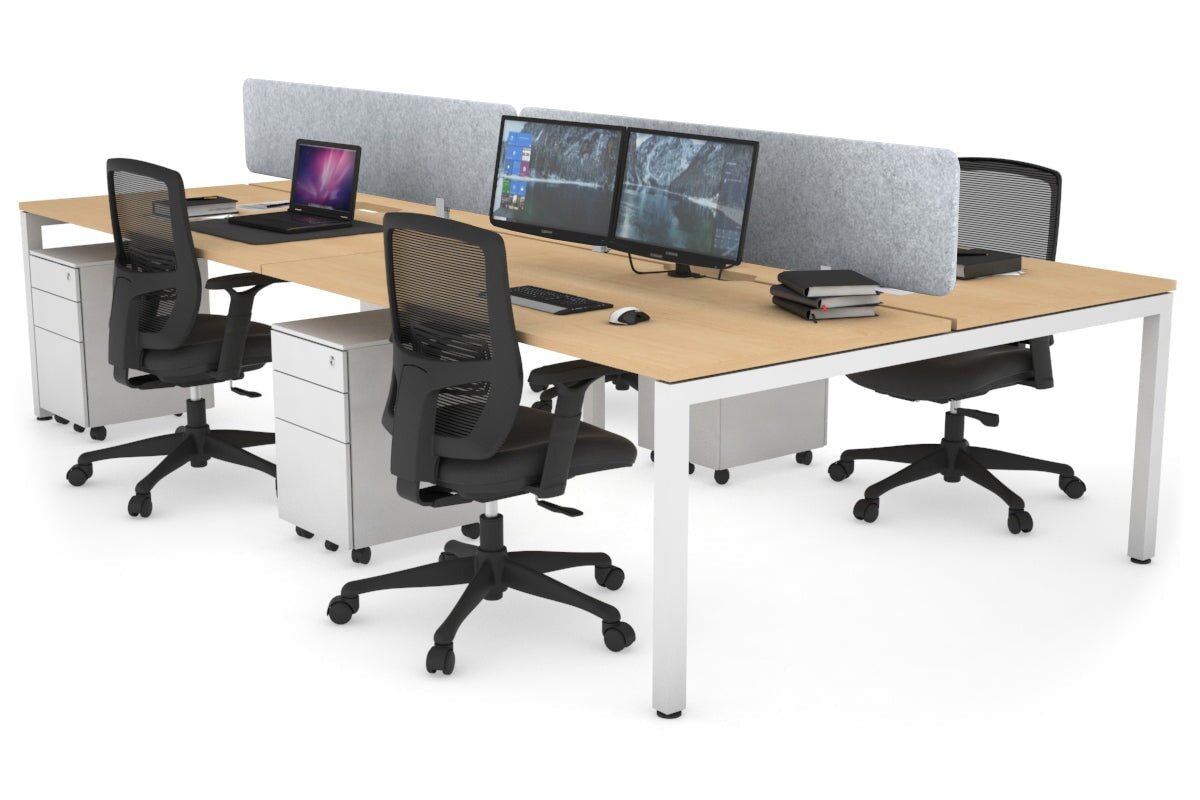 Quadro Square Legs 4-Person Office Workstation Desk - 1600L x 800W with Cable Management Scallop - Perfect for Collaborative Workspaces & Open Office Environments