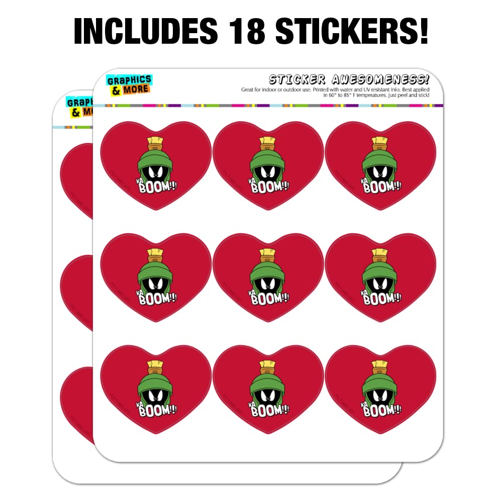 Looney Tunes Marvin The Martian Kaboom Heart Shaped Planner Stickers - Cute Cartoon Scrapbook Decals for Journals, Calendars & DIY Crafts - Perfect for School Supplies, Bullet Journaling & Gift Wrapping