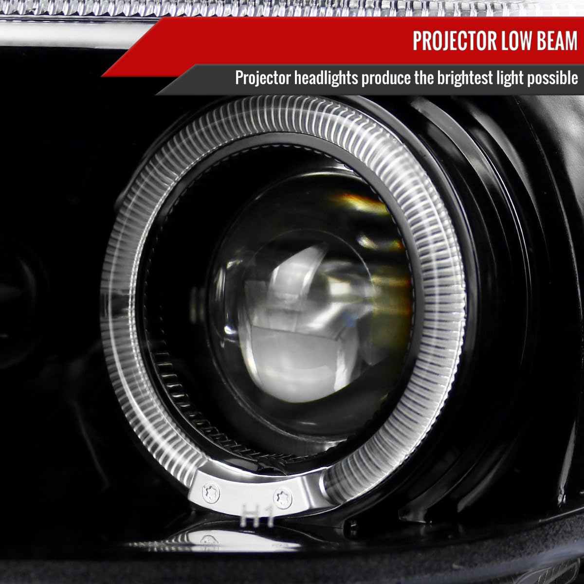 Scion tC LED Halo Projector Headlights - Pearl Black Clear for 2005-2010 Models | Dual Halo Rings, Improved Visibility & Style | Perfect for Night Driving & Car Customization