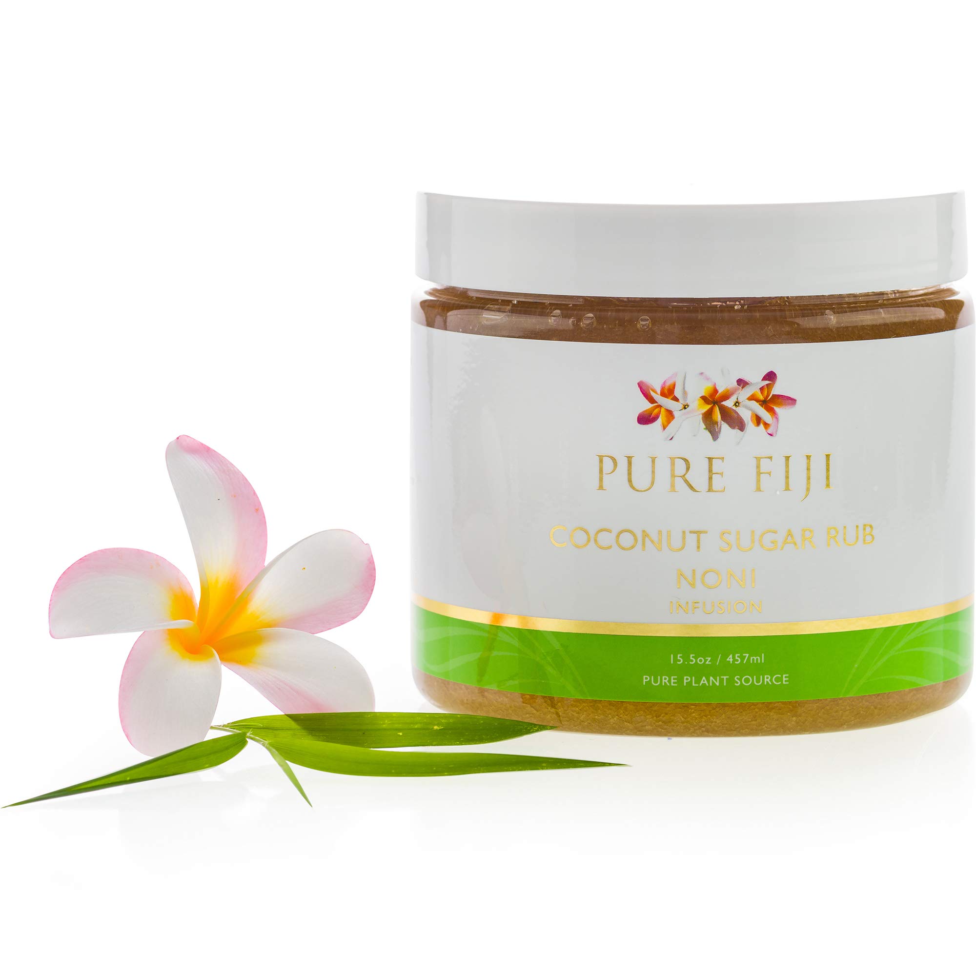 Pure Fiji Coconut Sugar Body Scrub - Organic Natural Exfoliator for Smooth Soft Skin - Noni Infused Body Polish (15.5 Oz) - Perfect for Spa Day, Dry Skin Treatment & At-Home Self Care