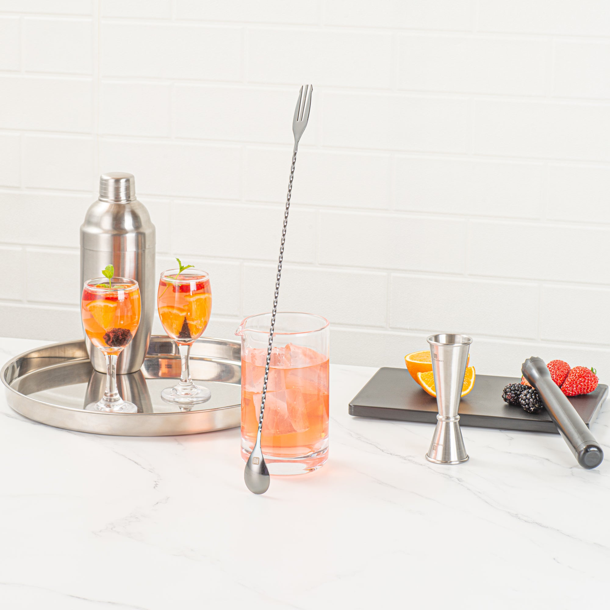 Bar Lux Black Plated Stainless Steel Trident Bar Spoon - 16