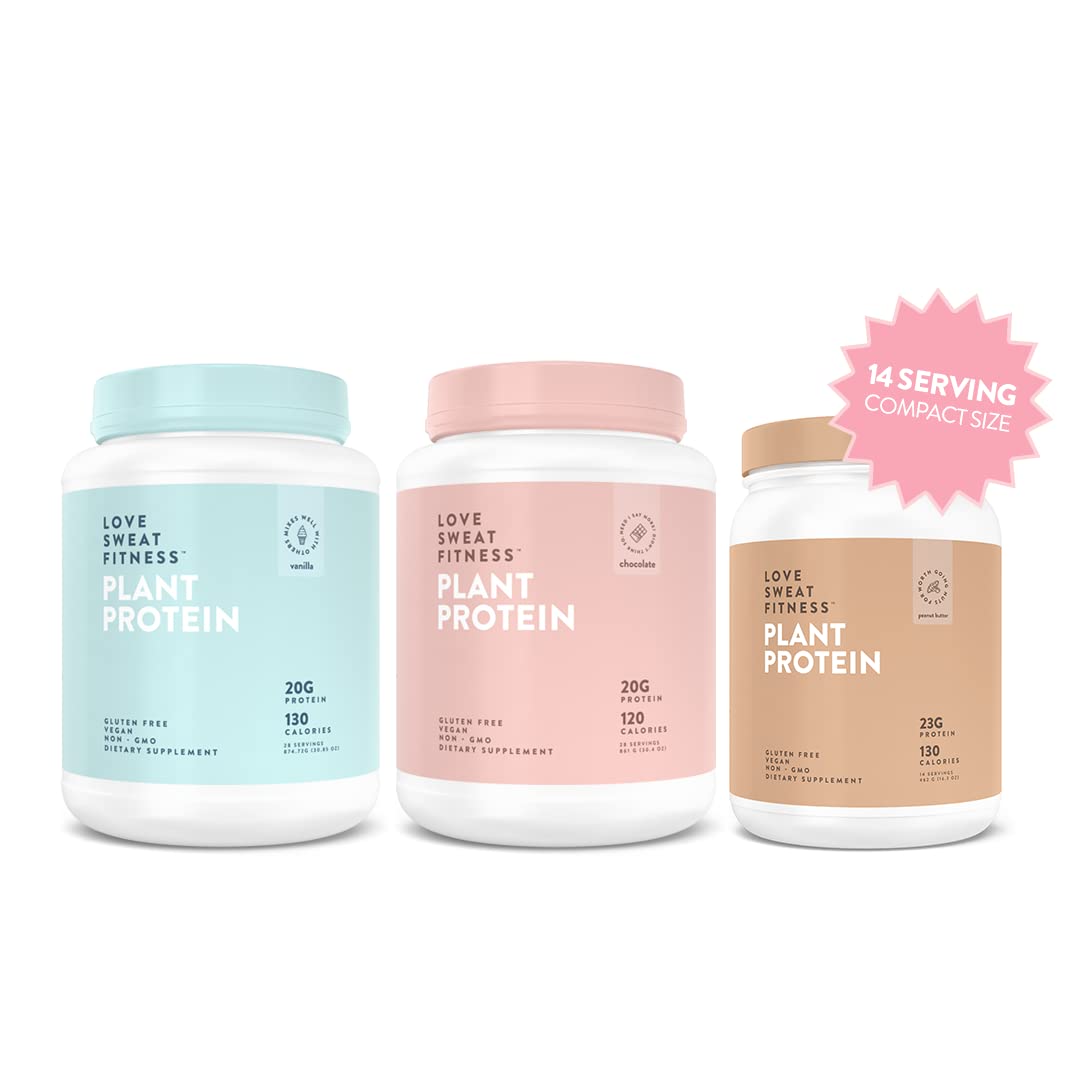 Love Sweat Fitness Organic Vegan Protein Powder, Peanut Butter Flavor - 23g Plant-Based Protein per Serving, 14 Servings, Gluten Free, Non-GMO, Dairy Free | Perfect for Post-Workout Recovery, Smoothies & Healthy Snacks