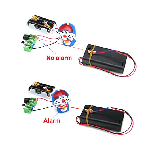Acxico 1Set Motion Sensor Alarm with Sound & Light Alert, Infrared Laser Security Switch DIY Kit (Black) - Perfect for Home Security, Garage Protection, and Office Safety