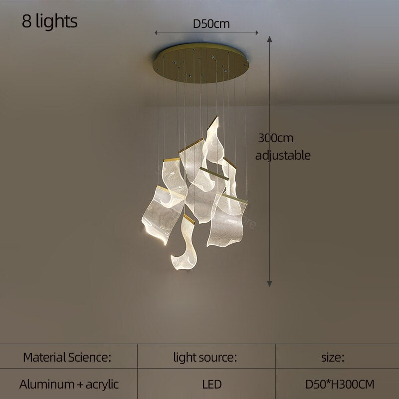 Modern Acrylic Chandelier - Elegant Crystal-Like Ceiling Light Fixture for Dining Room, Living Room & Bedroom | Energy Efficient LED Lighting for Home Decor