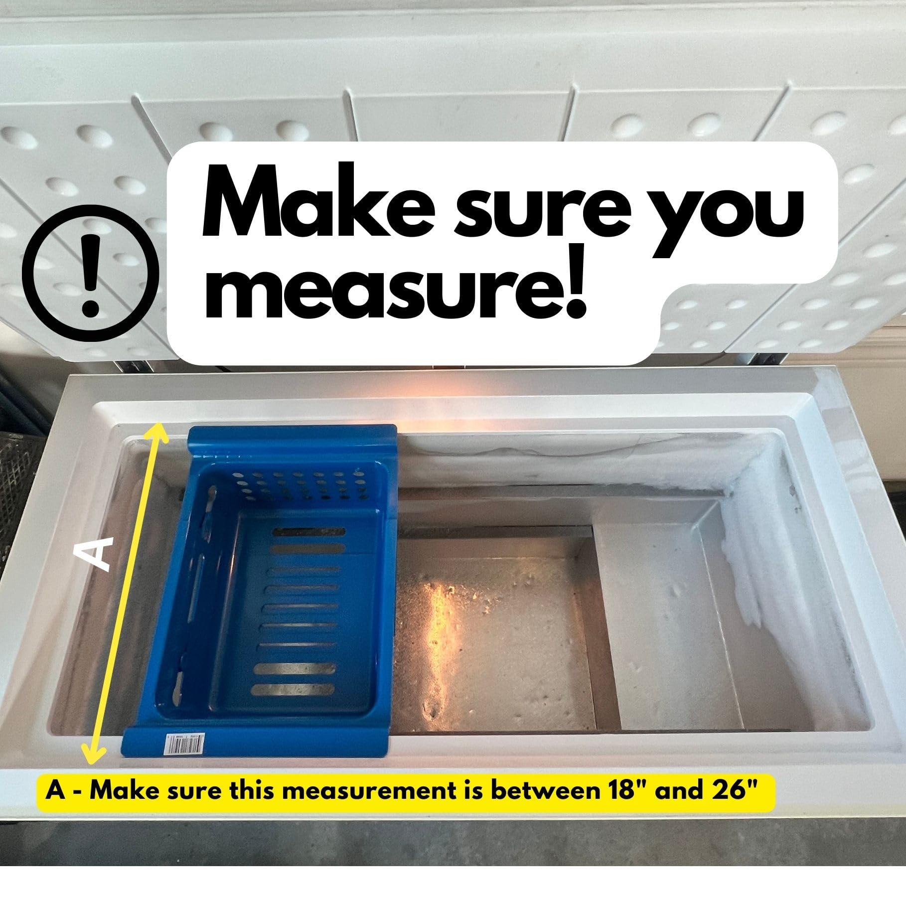 Large Universal Expandable Freezer Basket - Heavy Duty Organizer for 15+ cu ft Deep Freezers with Length Locks | Perfect for Meat, Frozen Food Storage & Chest Freezer Organization (Please Measure Before Ordering)