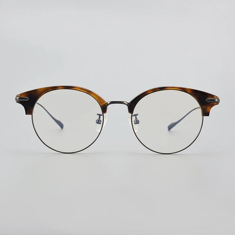 Stylish Unisex Black Titanium Acetate Round Eyeglasses Frame - Lightweight & Durable Full Rim Glasses for Men & Women - Perfect for Work, Reading & Fashion Accessories