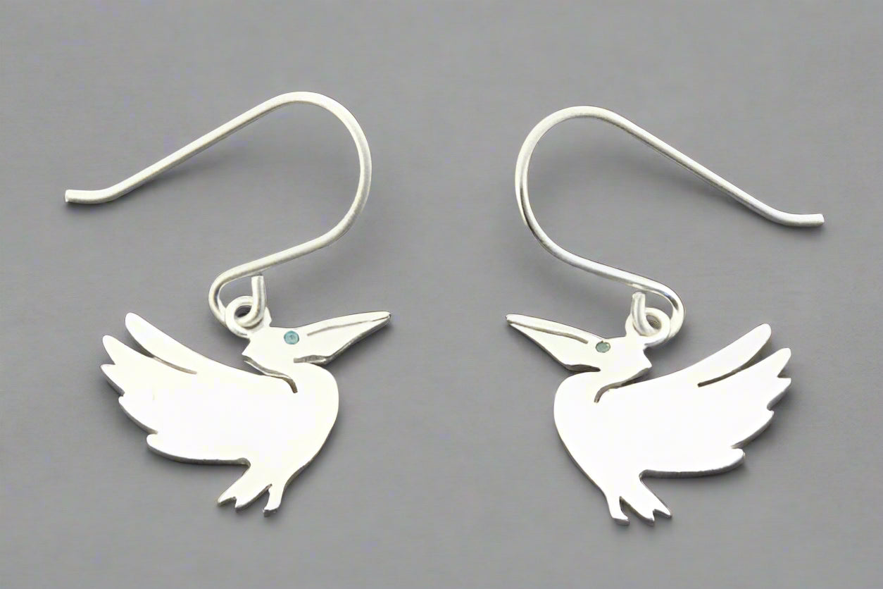 Pelican Drop Earrings Sterling Silver with Cubic Zirconia - Elegant Dangle Earrings for Women, Perfect for Weddings, Parties & Everyday Wear