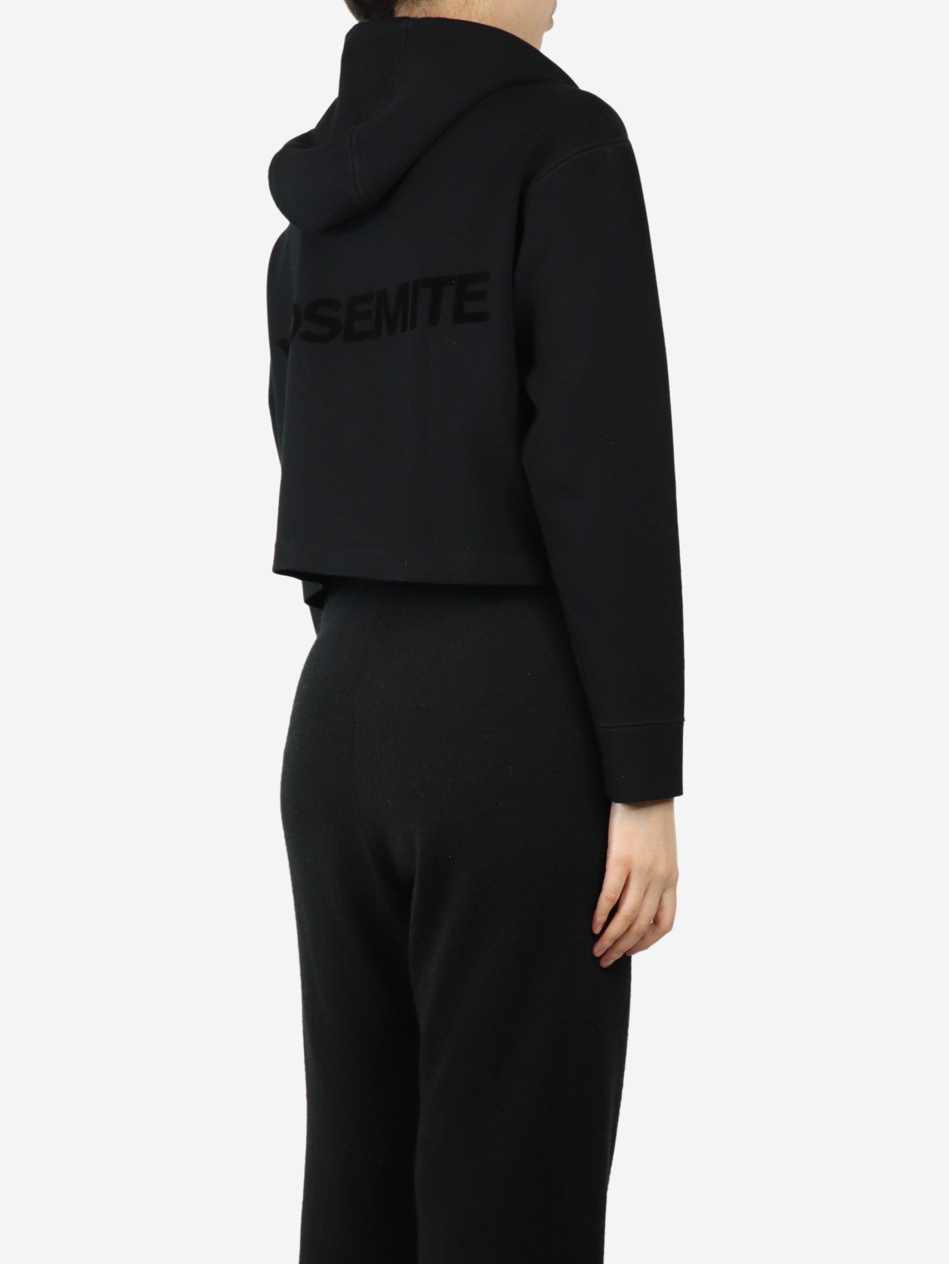 Black Cropped Hoodie for Women - Size S | Trendy Oversized Pullover for Casual Wear, Street Style & Loungewear
