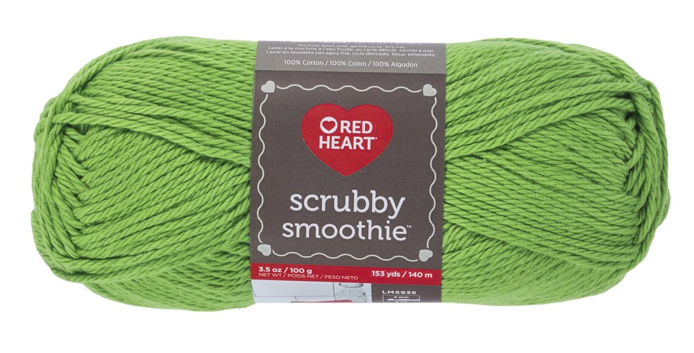 RED HEART Scrubby Smoothie Yarn - Lime Green Color - Perfect for Knitting & Crocheting Dishcloths, Scrubbies & Eco-Friendly Cleaning Supplies