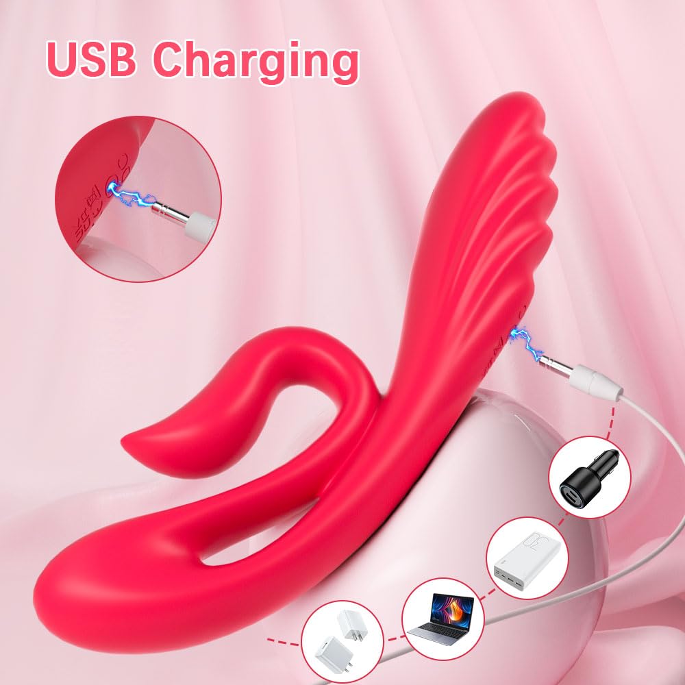 G Spot Vibrator for Women - 9 Powerful Vibration Modes, Clitoral & Nipple Stimulation Rabbit Dildo - Adult Sex Toy for Couples (Orange) | Perfect for Solo Play & Romantic Nights