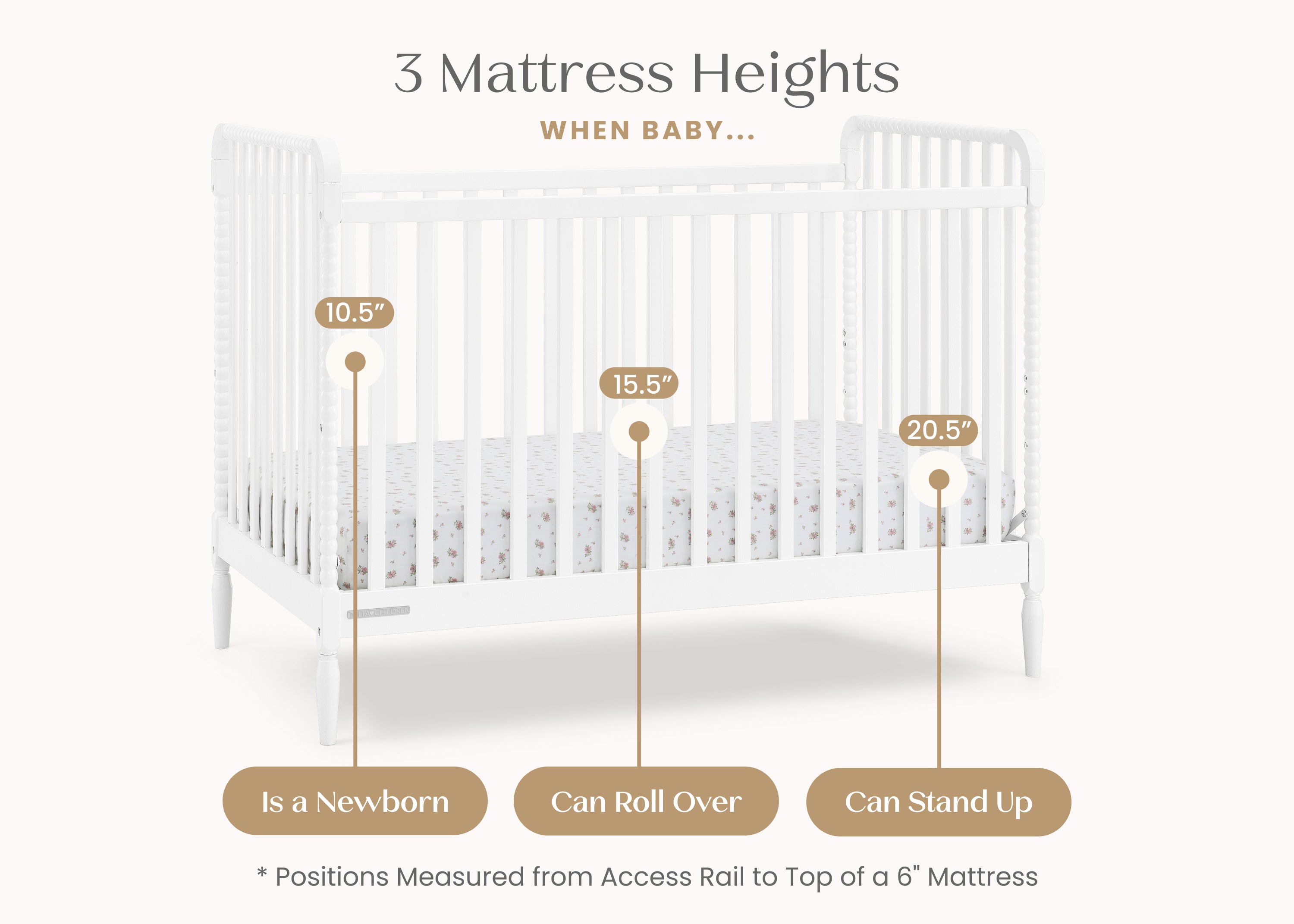 Lily 4-in-1 Convertible Baby Crib - White Nursery Furniture for Newborn to Toddler Bed | Perfect for Modern Nursery, Bedroom & Daycare