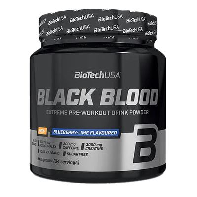 BioTechUSA Black Blood NOX+ Pre-Workout Supplement - Blueberry Lime Flavor for Energy & Muscle Pump | Gym, Bodybuilding & Fitness Performance Enhancer