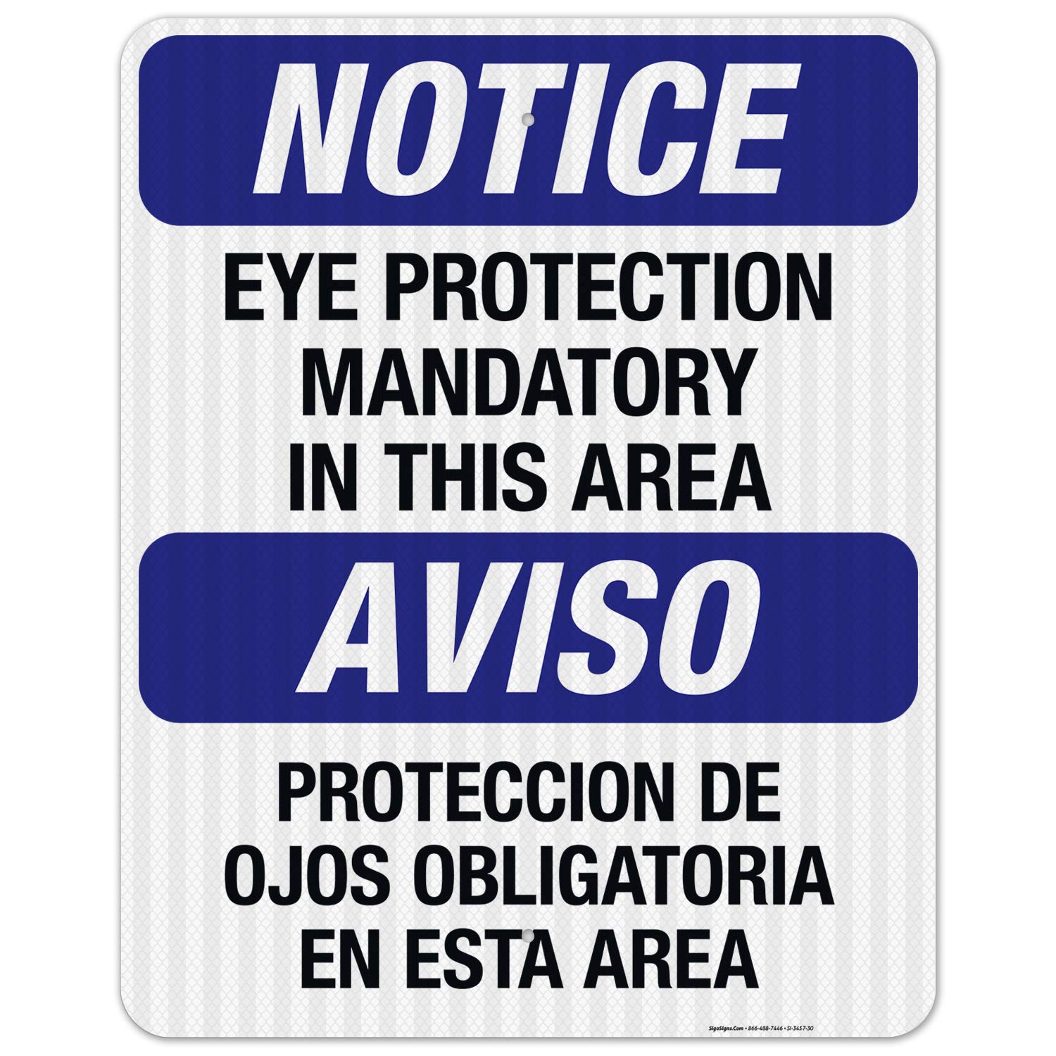 Bilingual Eye Protection Mandatory Sign - OSHA Compliant 24x30 Inches, 3M EGP Reflective .080 Aluminum, Fade Resistant for Indoor/Outdoor Use - Made in USA | Workplace Safety, Construction Sites, Factories