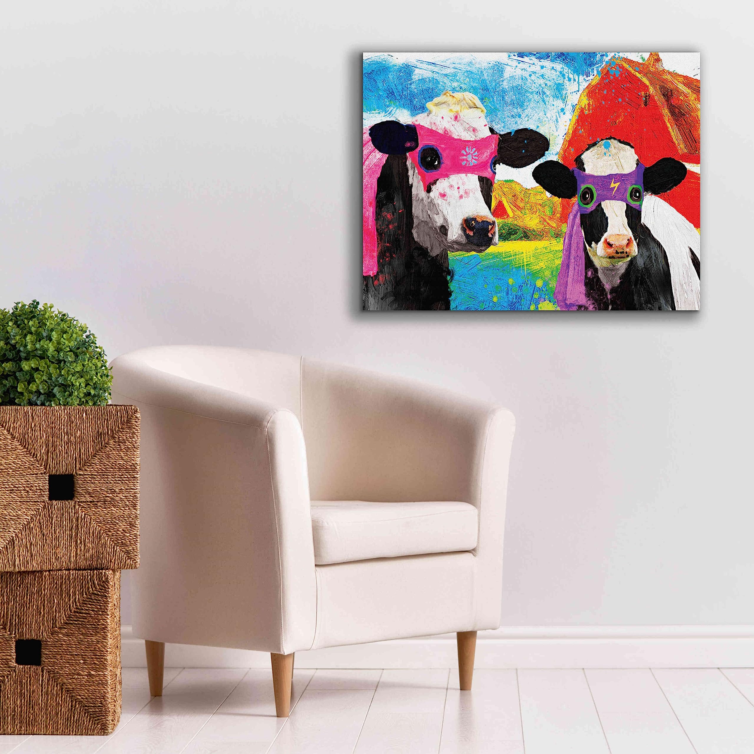 Lightning Girl and Tina by Porter Hastings - 34x26 Inch Wall Art Canvas Print for Living Room, Bedroom & Office Decor