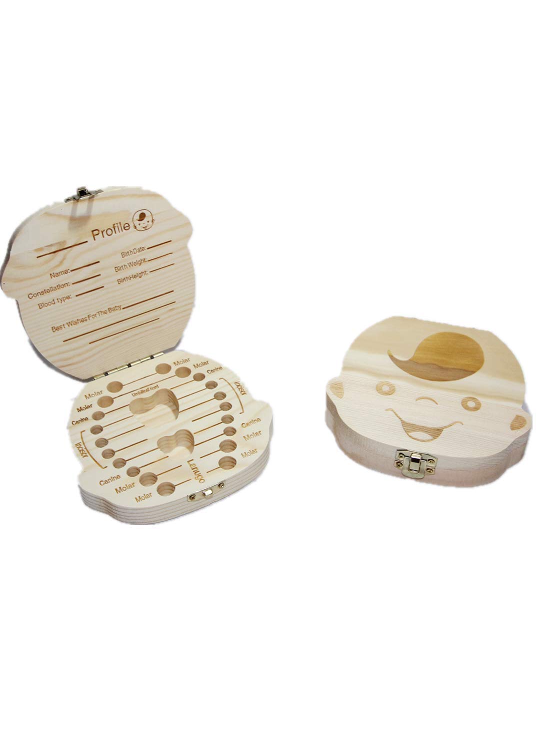 Wooden Baby Teeth Keepsake Box - First Tooth Holder & Organizer for Boys & Girls - Perfect Baby Shower Gift & Milestone Memory Storage