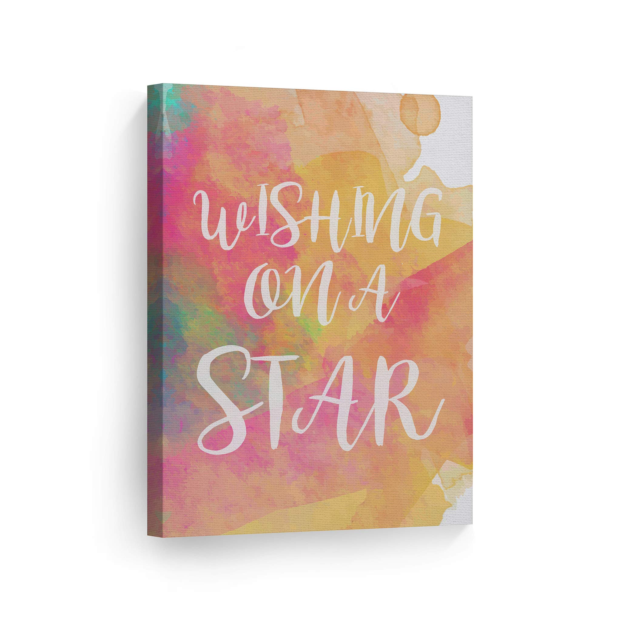 Smile Art Design Wishing on a Star Unicorn Quote Canvas Wall Art - Watercolor Painting for Kids Room, Nursery & Baby Room Decor - Ready to Hang 40x30 Inch Made in USA | Perfect for Birthday Gifts, Baby Showers & Unicorn Themed Bedrooms
