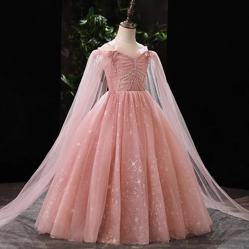 Elegant Pink Sequin Baby Girl Birthday Dress - Toddler Pageant Gown for Special Occasions | Perfect for Parties, Pageants, and Formal Events