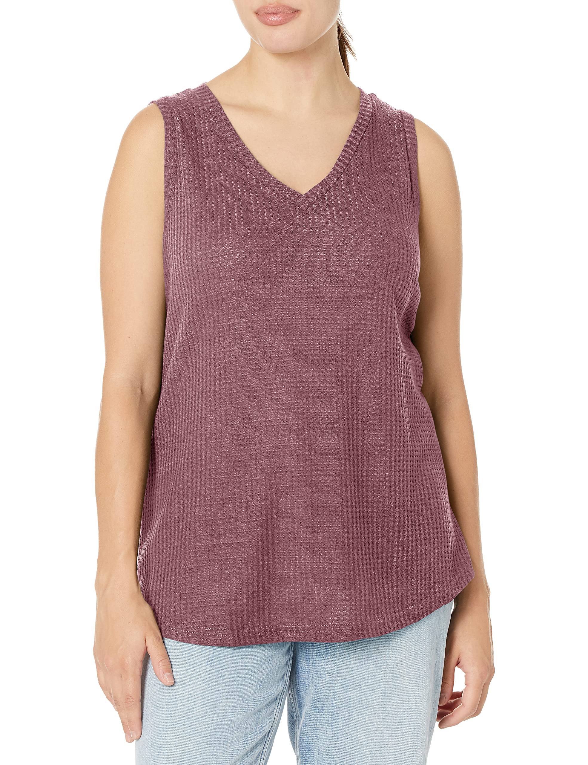 IWOLLENCE Women's Waffle Knit V-Neck Tank Top - Summer Casual Sleeveless Shirt, Loose Blouse for Beach, Travel & Everyday Wear
