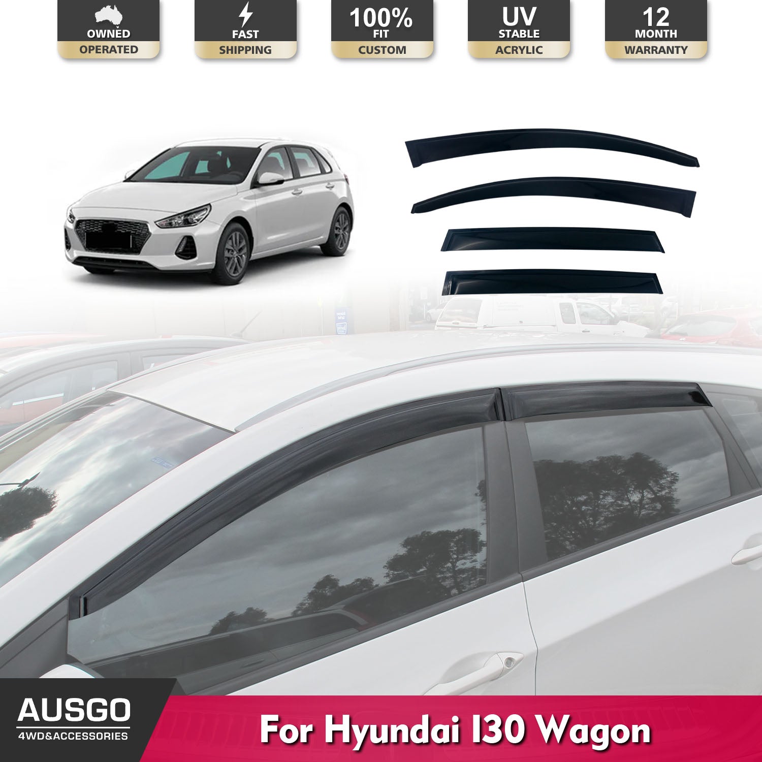 Weather Shields for Hyundai i30 Wagon GD Series (2013-2016) - Rain Guards & Window Deflectors - Perfect for All-Weather Protection & Road Trips